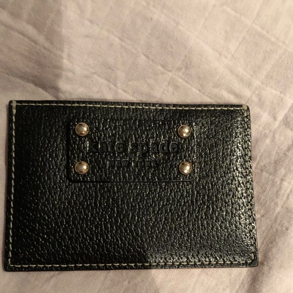 Kate spade card case black leather